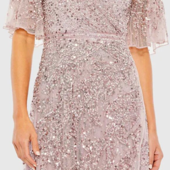 Mac Duggal 93681 Sequined Butterfly Sleeve High Low Gown Womens Dress New - Picture 2 of 11